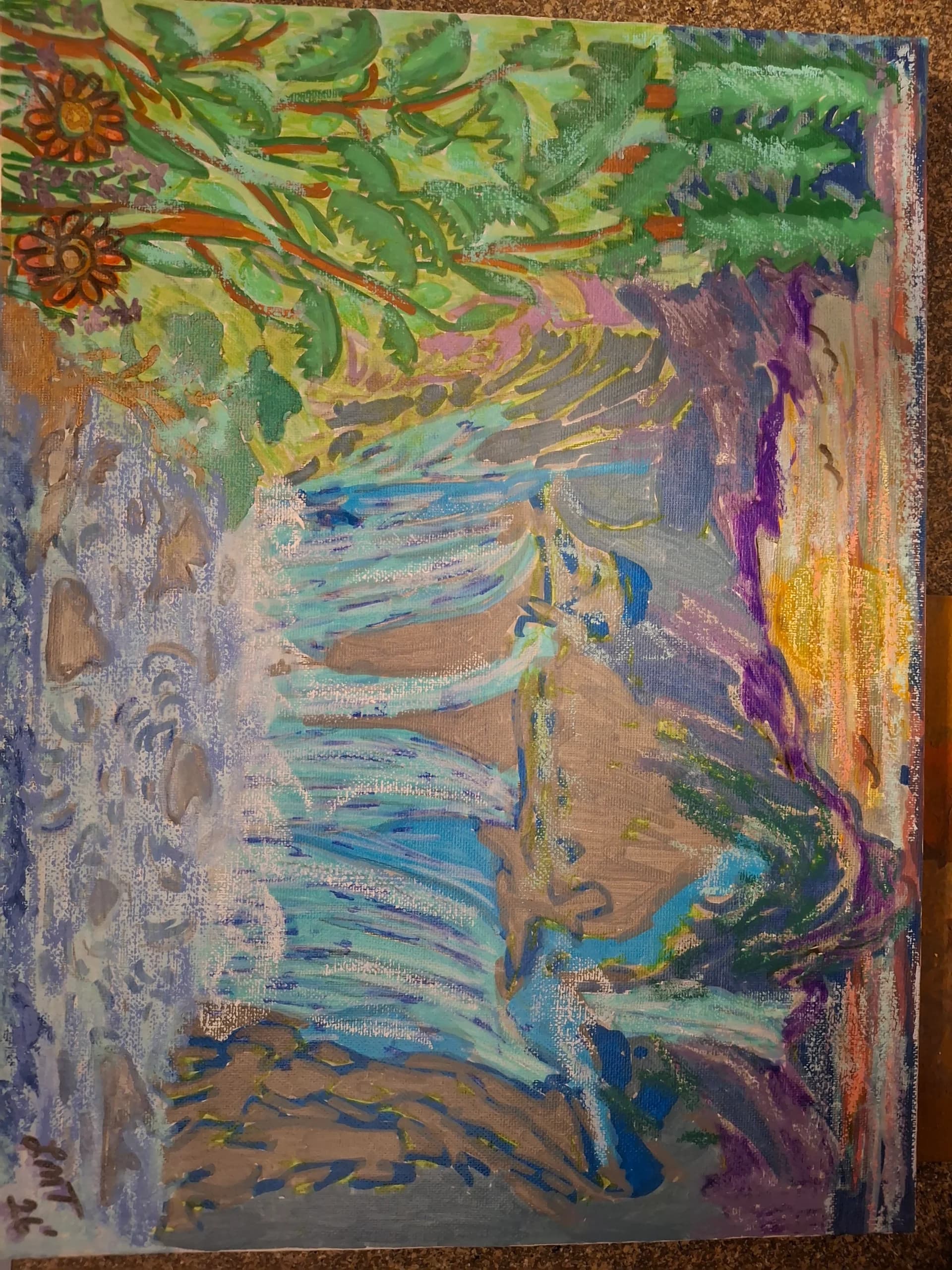 Artwork: Waterfall by the sunset
